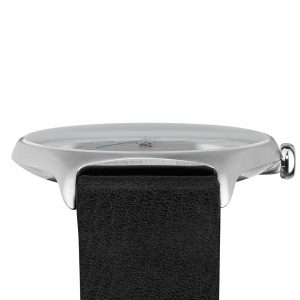 05 - slim made one 02 - thin wrist watch in silver with black leather band - bottom
